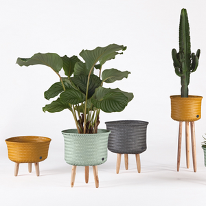 recycled plastic and bamboo planters