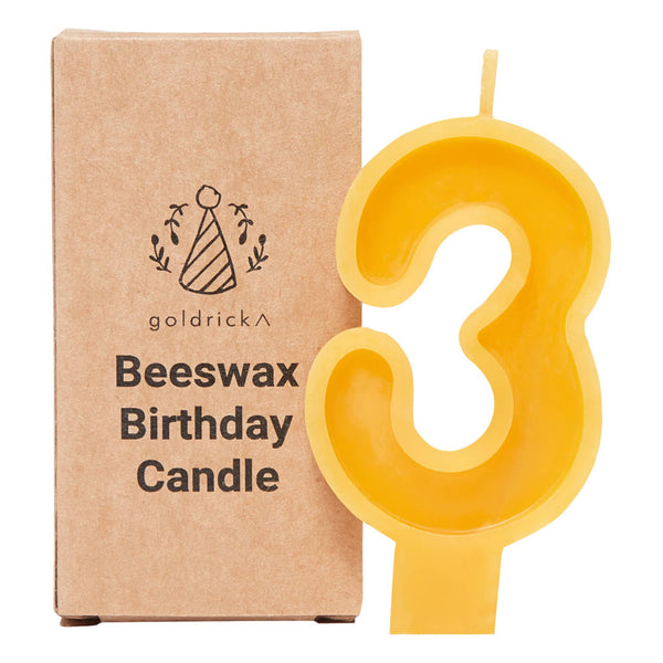 3 - Handmade Beeswax Number Candles - Goldrick Natural Living