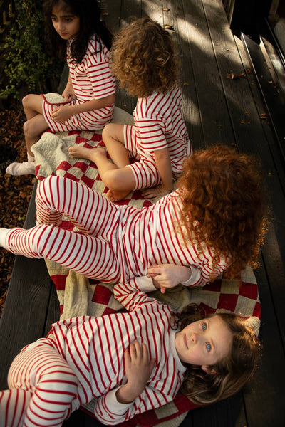 Red & Oatmeal Breton - Christmas Kids Classic PJ Set - Sleepy Doe