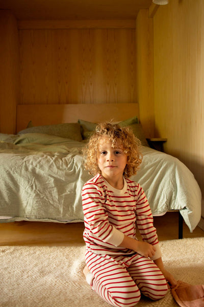 Red & Oatmeal Breton - Christmas Kids Classic PJ Set - Sleepy Doe