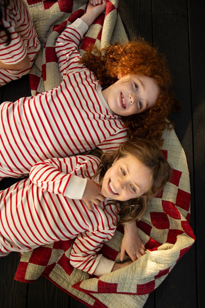 Red & Oatmeal Breton - Christmas Kids Classic PJ Set - Sleepy Doe
