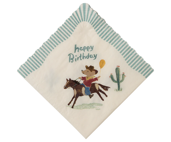 Cowboy Happy Birthday Napkin - Maileg