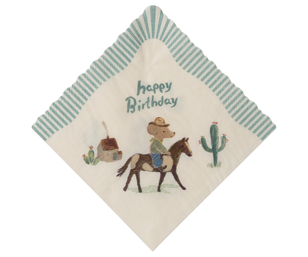 Cowboy Happy Birthday Napkin - Maileg