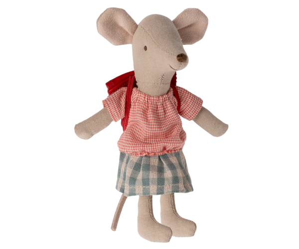 Red Tricycle Mouse, Big Sister with Bag - Maileg