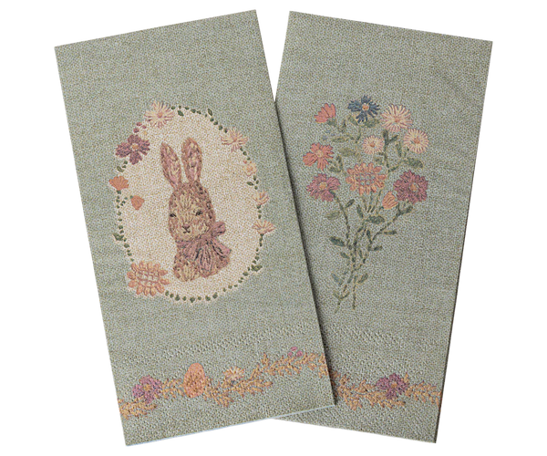 Green & Rose Easter Bunny Napkin - Maileg