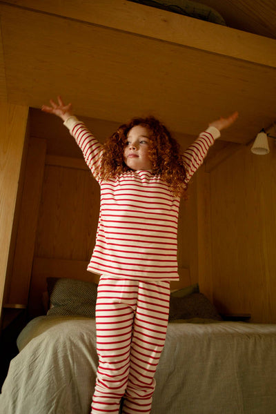 Red & Oatmeal Breton - Christmas Kids Classic PJ Set - Sleepy Doe