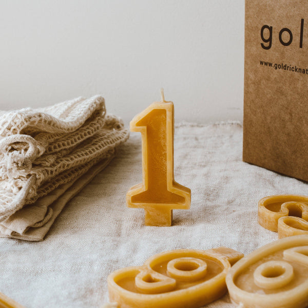 Handmade Beeswax Number Candles - Goldrick Natural Living