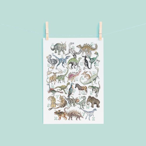 The Don't Forget Me Dinosaur Alphabet Print - A3 - Kathryn Pow Art