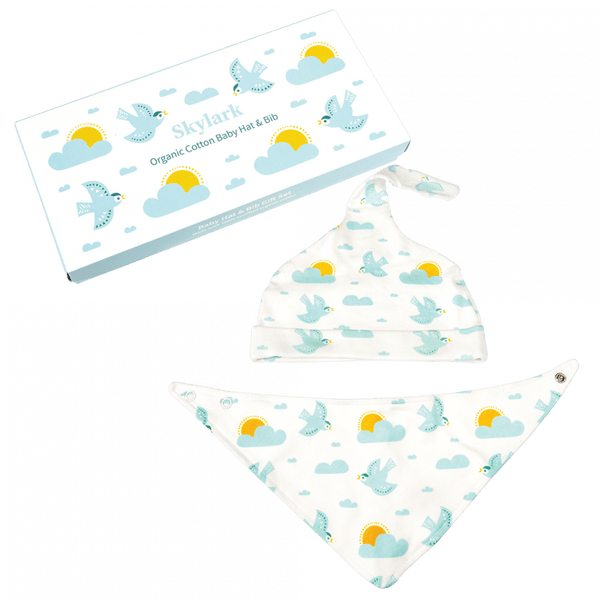 Skylark Organic Cotton Hat And Bib Set - Rex London