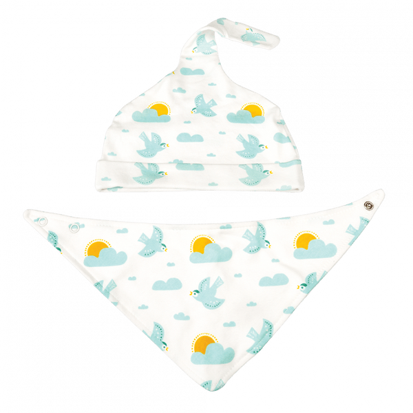 Skylark Organic Cotton Hat And Bib Set - Rex London