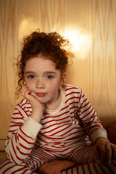 Red & Oatmeal Breton - Christmas Kids Classic PJ Set - Sleepy Doe