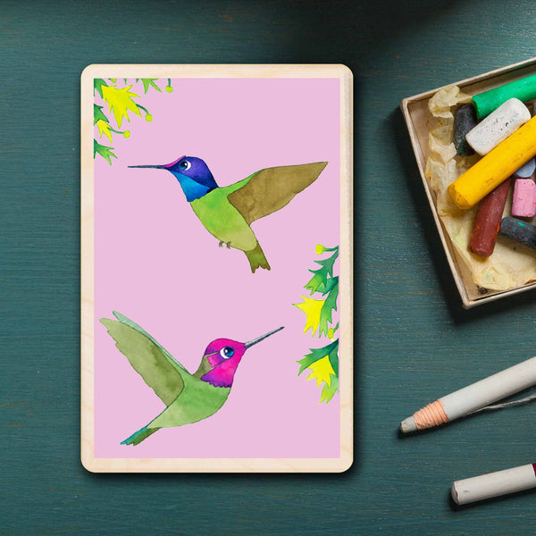 Hummingbirds Wooden Postcard