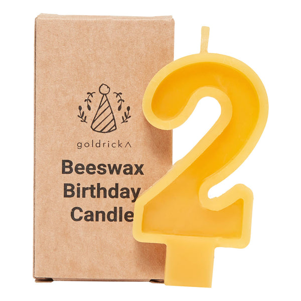 2 - Handmade Beeswax Number Candles - Goldrick Natural Living