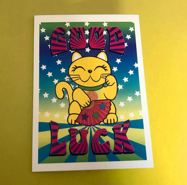 Maneki Neko Good Luck Card - Stan and Gwyn