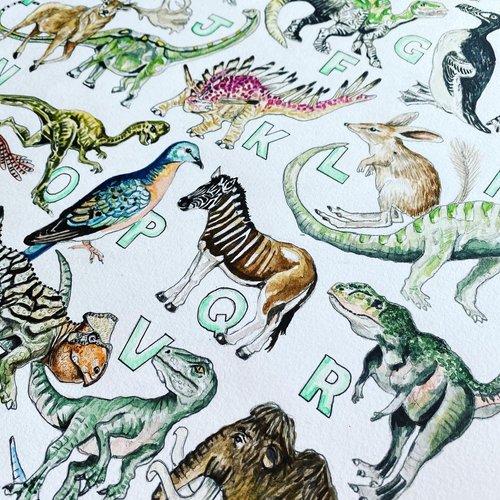 The Don't Forget Me Dinosaur Alphabet Print - A3 - Kathryn Pow Art