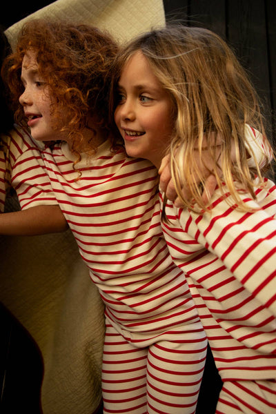 Red & Oatmeal Breton - Christmas Kids Classic PJ Set - Sleepy Doe