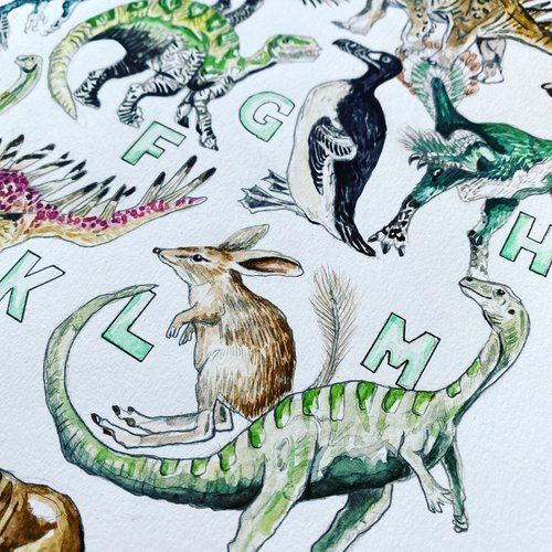 The Don't Forget Me Dinosaur Alphabet Print - A3 - Kathryn Pow Art