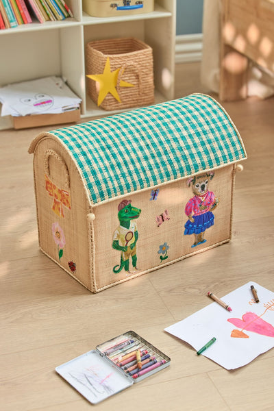 Medium Nathalie Lété Raffia Play & Toy Storage Basket  in a child's bedroom