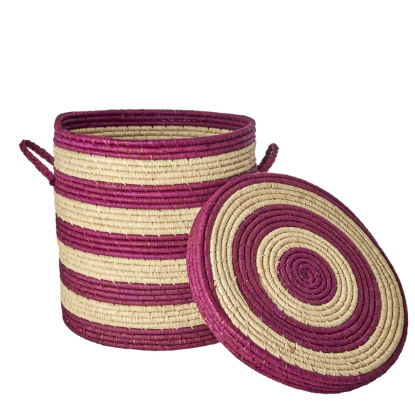 Medium Aubergine Raffia Laundry Basket - Rice DK