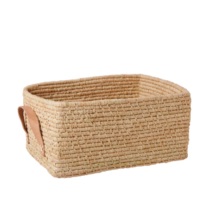 Natural Rectangular Raffia Basket - Rice DK