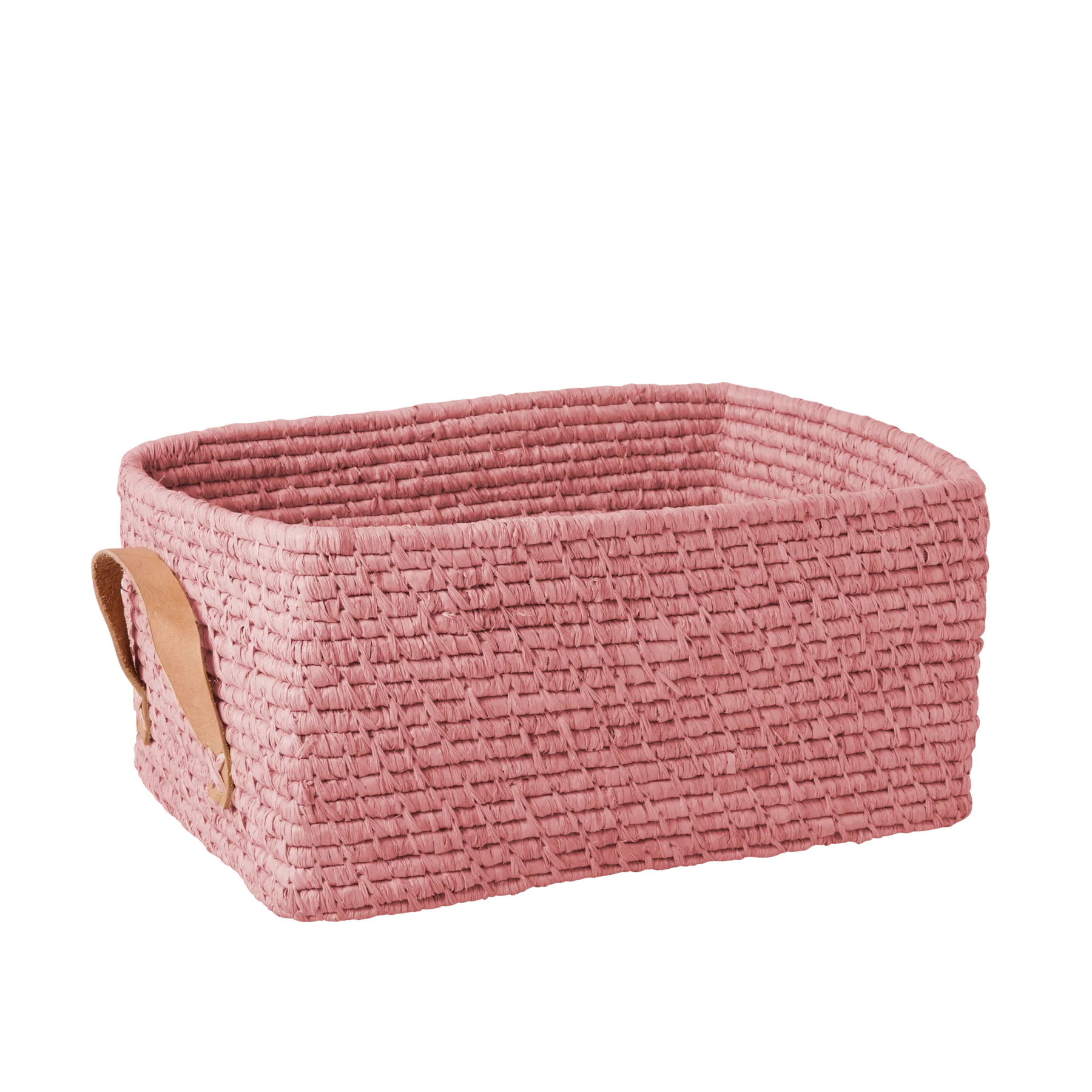 Soft Pink Rectangular Raffia Basket - Rice DK