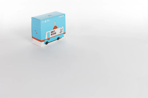 Product packaging with a blue and white design on a light gray background