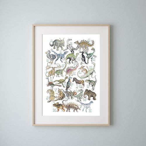 The Don't Forget Me Dinosaur Alphabet Print - A3 - Kathryn Pow Art