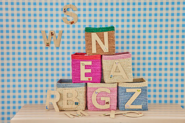 Z Raffia Alphabet Sticker with Flower & Sheep Embroidery - Rice DK