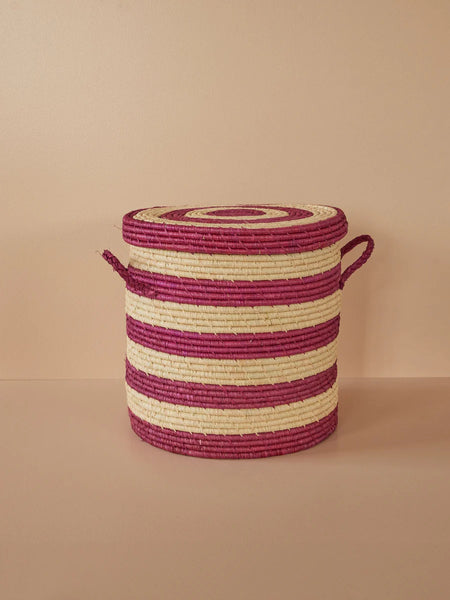 Medium Aubergine Raffia Laundry Basket - Rice DK