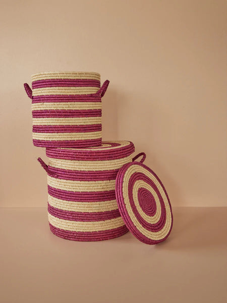 Medium Aubergine Raffia Laundry Basket - Rice DK