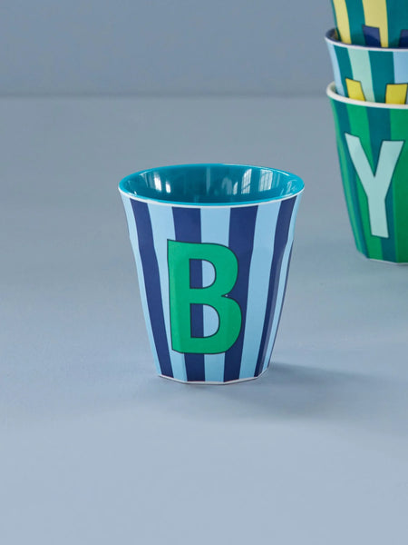 B Blue Stripe Melamine Cup - Rice DK