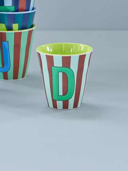 D Brown Stripe Melamine Cup - Rice DK