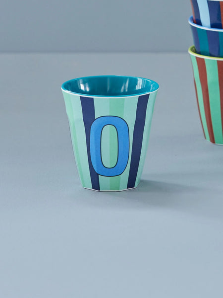 O Blue Stripe Melamine Cup - Rice DK
