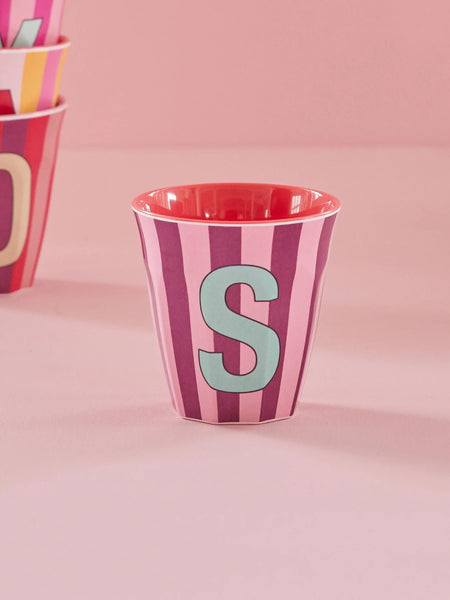 S Pink Stripe Melamine Cup - Rice DK