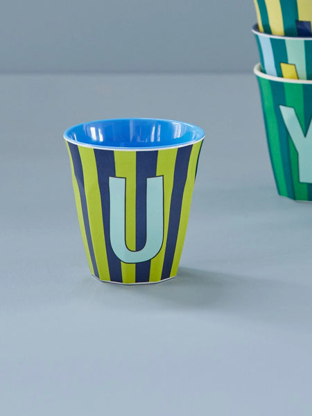 U Blue Stripe Melamine Cup - Rice DK