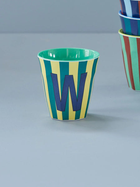W Blue Stripe Melamine Cup - Rice DK