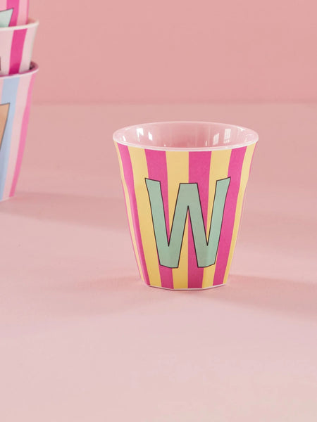 W Pink Stripe Melamine Cup - Rice DK