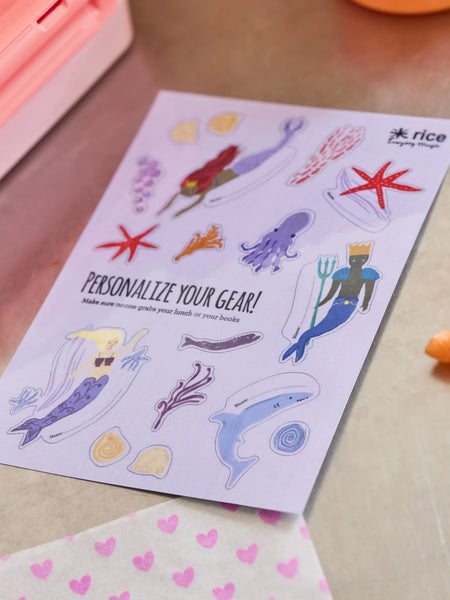 Mermaid Print Stickers to Personalise Your Lunchbox - Rice DK