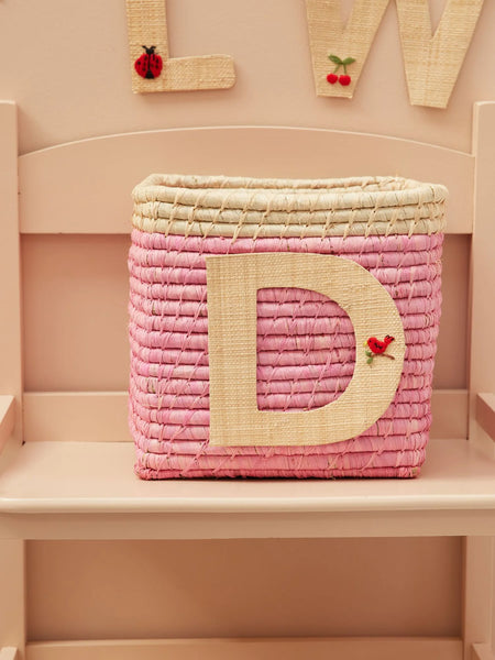 D Raffia Alphabet Sticker with Bird Embroidery - Rice DK