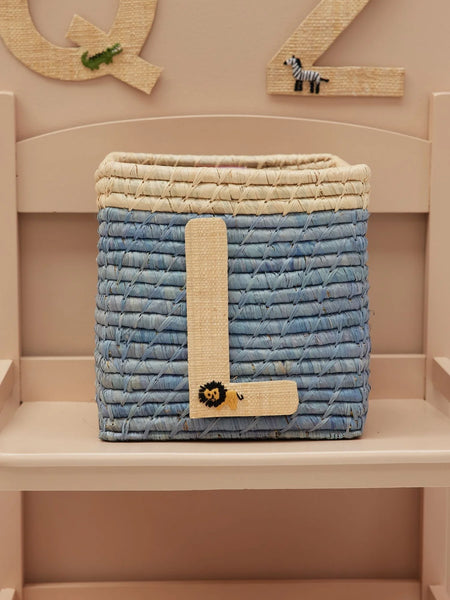 L Raffia Alphabet Sticker with Lion Embroidery - Rice DK