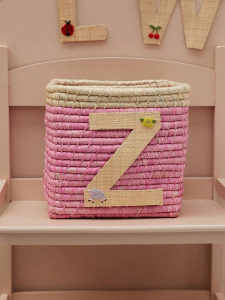 Z Raffia Alphabet Sticker with Flower & Sheep Embroidery - Rice DK