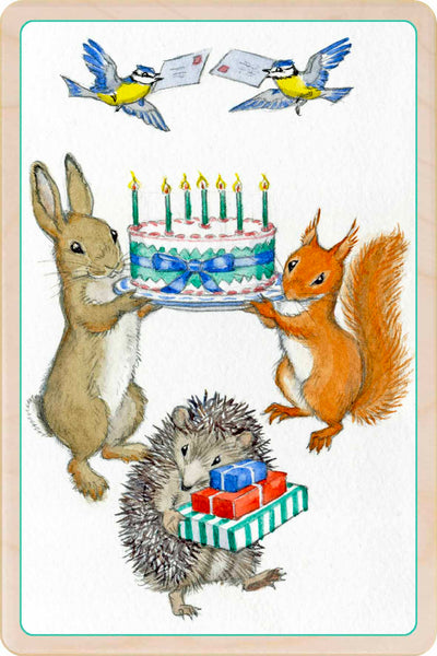 Big Birthday Cake Wooden Postcard