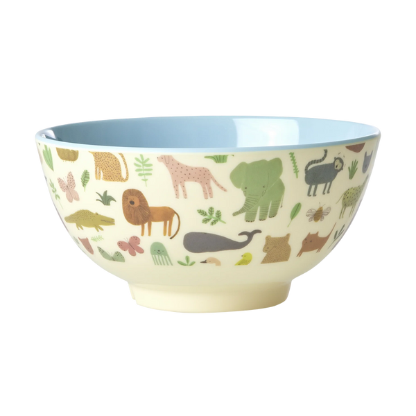 Soft Blue Sweet Jungle Print Melamine Bowl - Rice DK