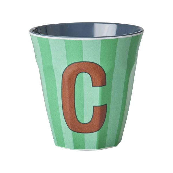 C Green Stripe Melamine Cup - Rice DK