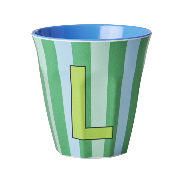 L Green Stripe Melamine Cup - Rice DK
