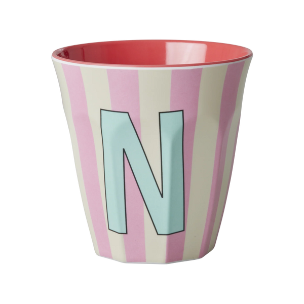 N Pink Stripe Melamine Cup - Rice DK