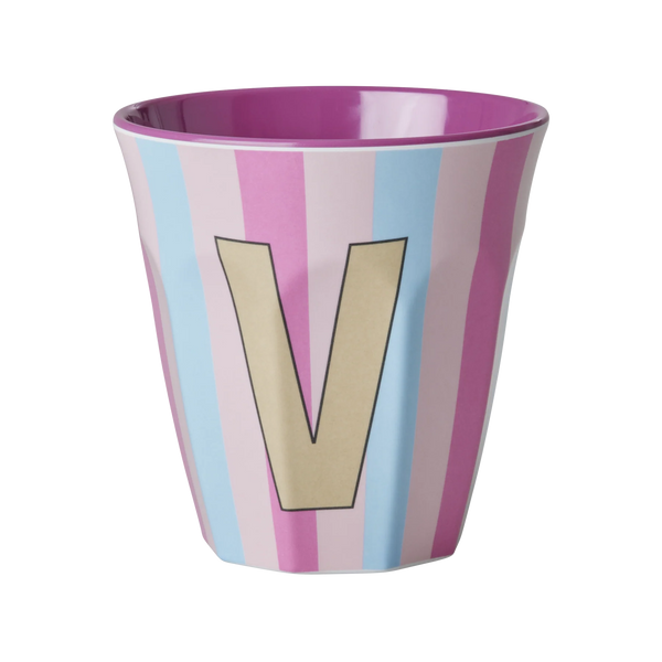 V Pink Stripe Melamine Cup - Rice DK