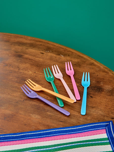 Melamine Cake Forks, La Joie de Vivre Multicolour - Rice DK