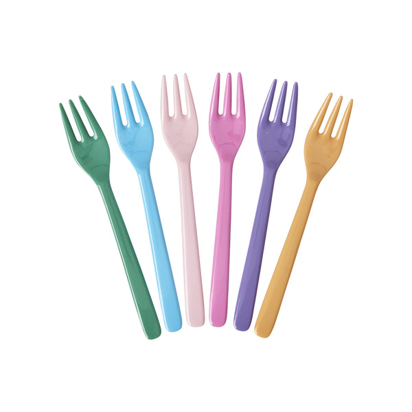 Melamine Cake Forks, La Joie de Vivre Multicolour - Rice DK