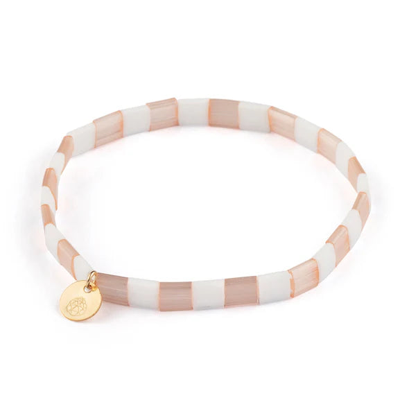Shell Pink Checkerboard Layering Bracelets - Wanderlust Life